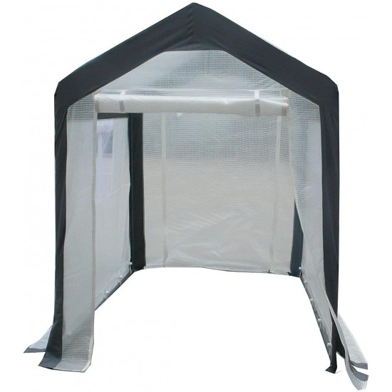 Greenhouse-Spring Gardener Peak Roof Walk In Portable Garden Hot House Fully Enclosed - Screend Windows for Ventilation, Zippered Door (5'W x 6'L x 6.6'H) Small Hobby Greenhouse for decks, patios, porches, backyards
