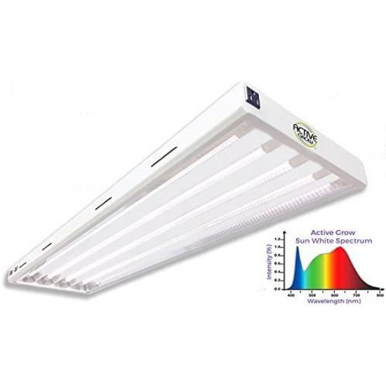 Active Grow T5 LED Grow Light Fixture for Indoor Gardens, Hydroponics & Vertical Racks - Contains 4 X 24W (54W Rep.) T5 HO 4FT LED Tubes - Sun White Full Spectrum (High CRI 95) - UL Listed