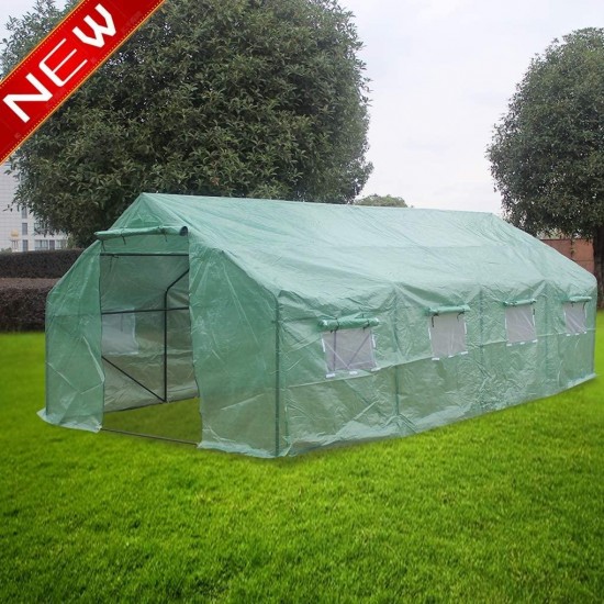 Aooppec Stronger and More Durable Outdoor Greenhouse Tent, Hot Green House with Zipper Door, Walk-in Green Garden Large Hot House, More UV Protection and Insect Prevention 20'x10'x7' (Steeple)