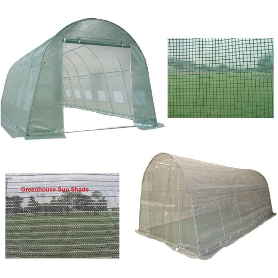 DELTA Canopies Green Garden Hot House Walk in Greenhouse 20'x10' Round Top + Sun Shade Cover