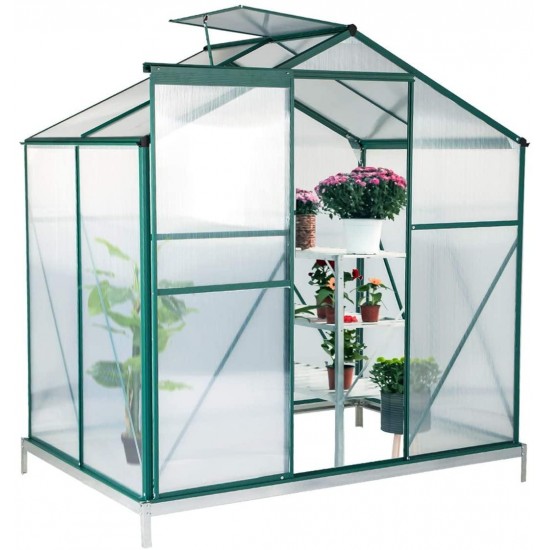 Erommy Walk-in Greenhouse Large Gardening Plant Hot House with Adjustable Roof Vent and Rain Gutters,UV Protection Planting House,4'(L) x 6'(W) x 6.6'(H)