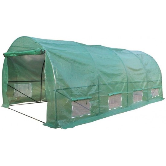 Festnight Walk in Tunnel Greenhouse with Window and Door Outdoor Patio Garden Canopy Gazebo Plant Gardening Steel Frame Green House Tent 20 ft x 10 ft x 7 ft