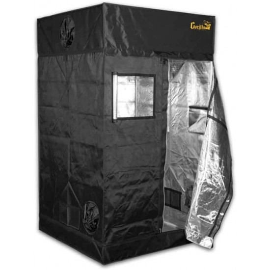 Gorilla Grow Tent | Complete Heavy-Duty 1680D Reflective Hydroponic Grow 4-Foot by 4-Foot Tent for Growing Indoor Plants with Free 1-Foot Height Extension Kit, Windows, Floor Tray