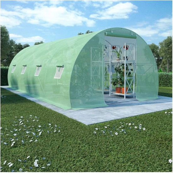 Greenhouse, Greenhouse with Steel Foundation 193.8 ft? 236.2"x18.1"x78.7"