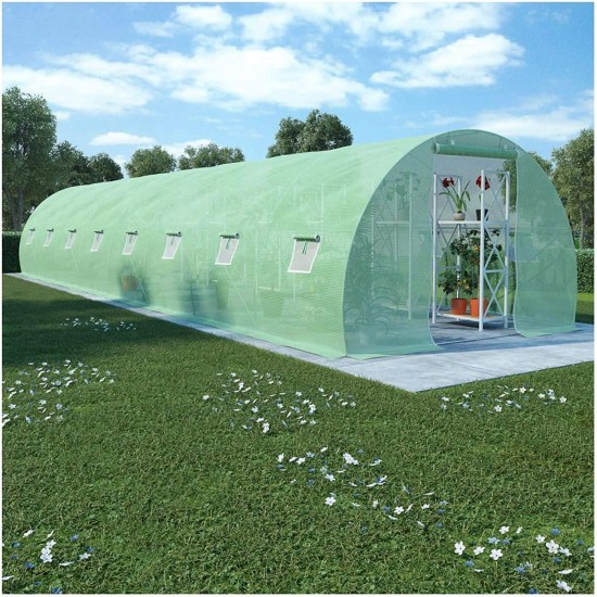 Greenhouse, Greenhouse with Steel Foundation 287.5 ft? 472.4"x18.1"x78.7"