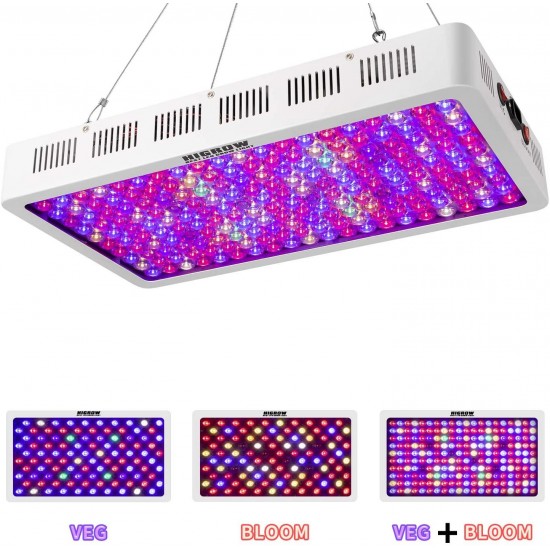 HIGROW 1000W Optical Lens LED Grow Light Full Spectrum with Veg and Bloom Switch for Greenhouse and Indoor Plant Growing