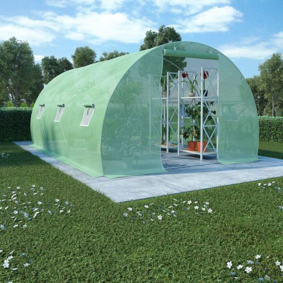 JeeKan Greenhouse with Steel Foundation 145.3 ft? 177.2"x18.1"x78.7"
