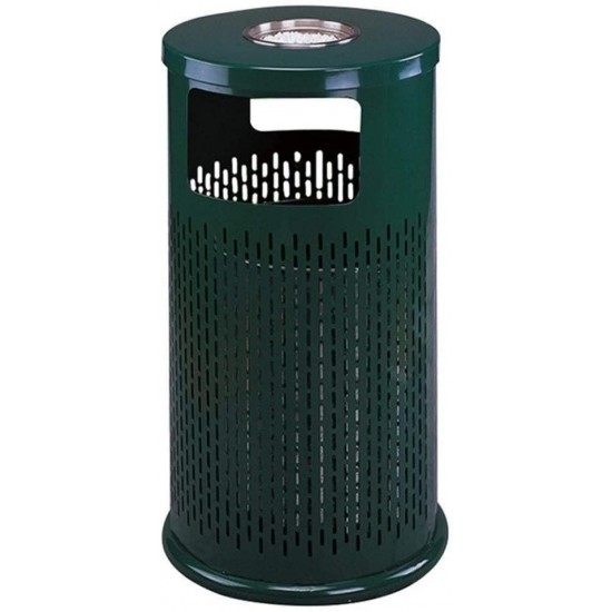 JHEY Metal Outdoor Dustbins Side Opening Industrial Trash Can Bins with Ashtray Storage Rubbish Bins Garbage Waste Wastepaper Bins (Color : Green, Size : 3875cm)