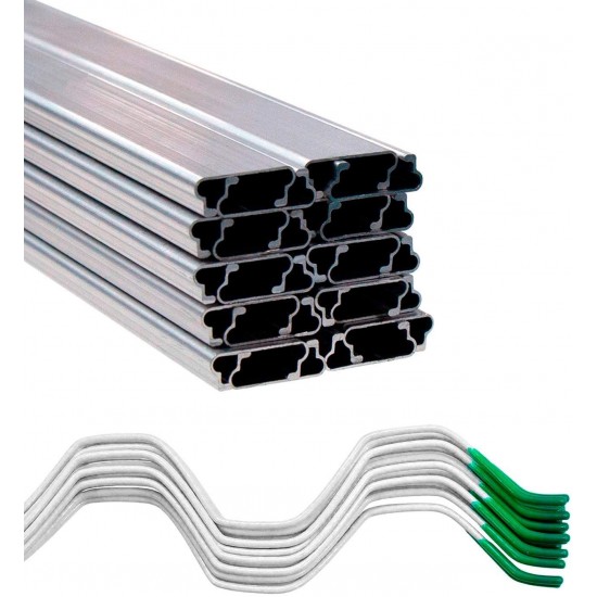 Jiggly Greenhouse Wire Kit 1" x 6.5' Aluminum Channel and 6.5' Steel Wire Jiggly Wire (20 Pack)