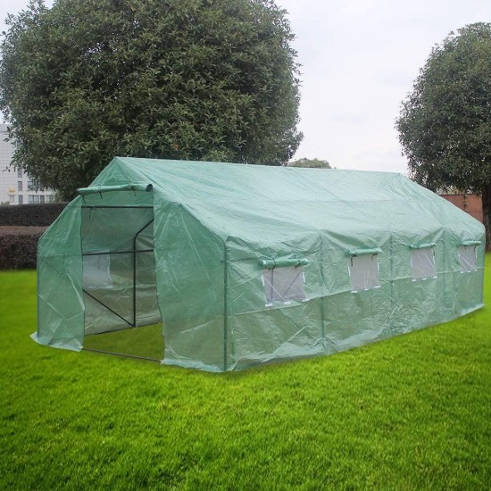 Kcelarec Portable Greenhouse Tent Large Heavy Duty Walk-in Green Garden Hot House,20"x10"x7"