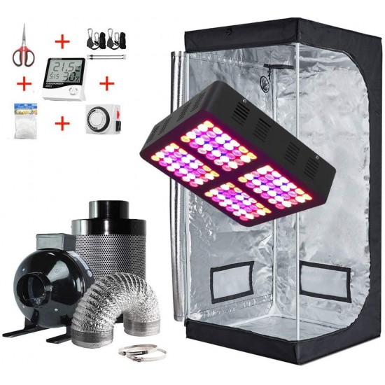 TopoGrow Grow Tent Kit Complete LED 600W Grow Light, 32"X32"X63" Grow Tent and 4" Fan Filter Ventilation Kit and Hydroponics Indoor Plants Accessories Growing System(LED 600W, 32"X32"X63"Kit)