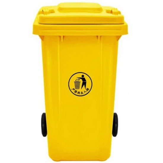LXF Outdoor Waste Bins Trash can Outdoor Sanitation Trash can with Pulley Removable 100L Black Wheelie bin (Color : Yellow, Size : 100L)