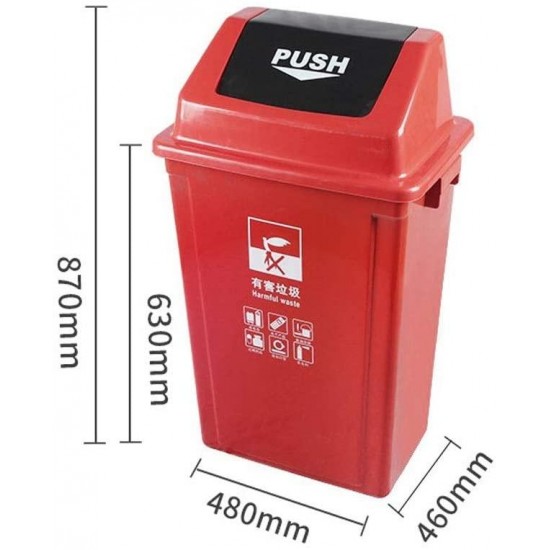 LXF Outdoor Waste Bins Trash can, Shuffle Cover, Trash can, Sanitation Plastic Bucket Black Wheelie bin (Color : Red, Size : 100L)