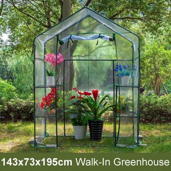 NOLOGO Gxbld-yy PVC DIY Walk-in Greenhouse Plant Cover Home Outdoor Flower Plant Gardening Waterproof Winter Shelf Garden Decor 143x73x195cm