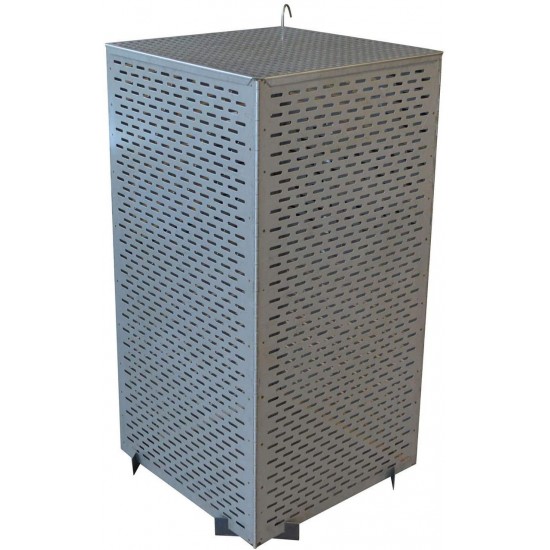 Offex Folding Steel Fire Cage with Ventilation Holes and Lid - Silver