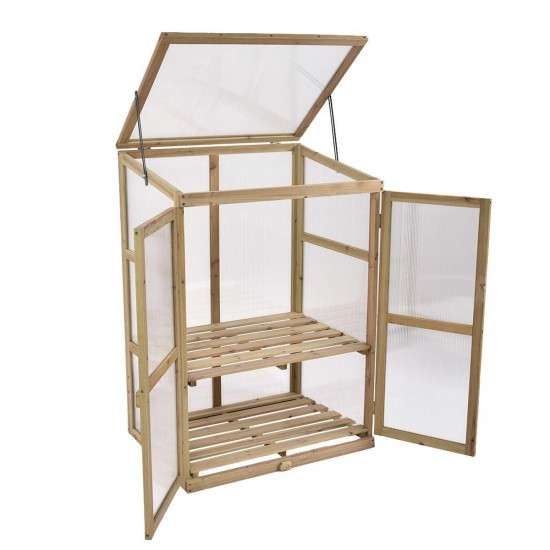 KCHEX>Garden Portable Wooden Greenhouse Cold Frame Raised Plants Shelves Protection>This Large, Solid Wooden Greenhouse is Perfect for Extending Your Growing Season and Protecting Your Plants.