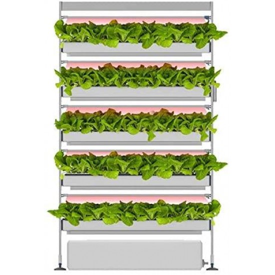 OPCOM Farm GrowWall3 - All Year Round Hydroponic Growing System - High Capacity 180 Pot Vertical Indoor Farming - Adjustable LED Lights with Starter Kit Included