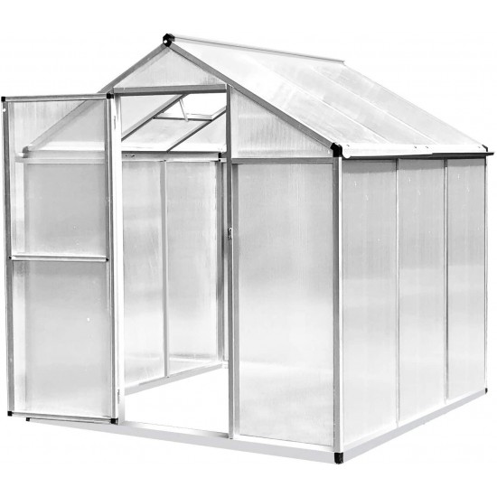 Outsunny Portable Outdoor Walk-in Garden Greenhouse with Roof Vent and Rain Gutter for Plants, Herbs, and Vegetables, 6' L x 6.25' W