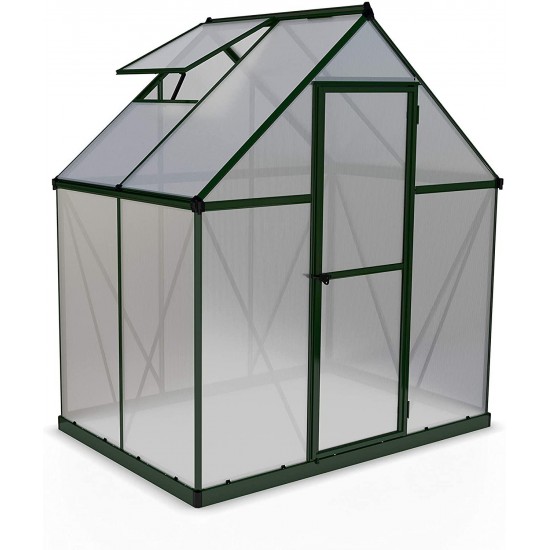 Palram HG5005G Mythos Hobby Greenhouse, 6' x 4' x 7', Forest Green