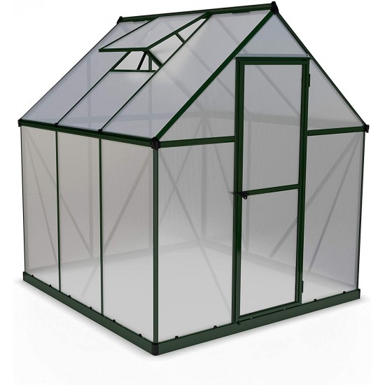 Palram HG5006G Mythos Hobby Greenhouse, 6' x 6' x 7', Forest Green