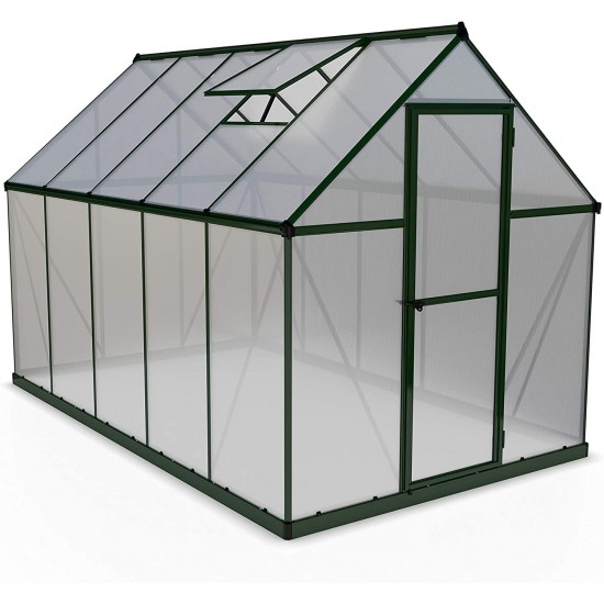 Palram HG5010G Mythos Hobby Greenhouse, 6' x 10' x 7', Forest Green