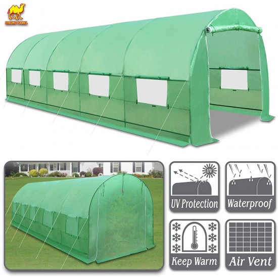 Strong Camel Hot Green House 24.6' X 10' X 7' H Larger Walk in Outdoor Plant Greenhouse