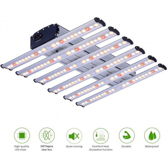TopoGrow New Tech LED 1800W Grow Light 6 Strips Growing Lamp Hydroponic Indoor Greenhouse Tent Plant Grow Full Spectrum for Veg and Flower, Fit 4x4 Actual 360W Input Power
