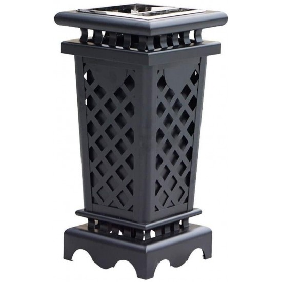 JHEY Outdoor Dustbins European Retro Iron Outdoor Dustbins with Ashtray Trash Can Bins Courtyard Barrel Large Storage Rubbish Bins Garbage Waste Wastepaper Bins (Color : Black, Size : 4083CM)