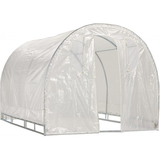 Greenhouse-Weatherguard Walk In Arched Top Garden Hot House Fully Enclosed - Screend Windows for Ventilation, Zippered Door (6'W x 12'L x 6'6"H) Small Hobby Greenhouse for large decks, patios, porches, backyards